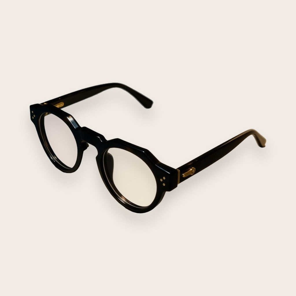 Woolet 007 Round / Panto black blue-light glasses — three-quarter view