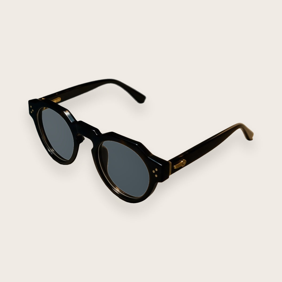 Woolet 007 Round / Panto sunglasses in black with UV400 lenses — 158 mm wide-fit frame