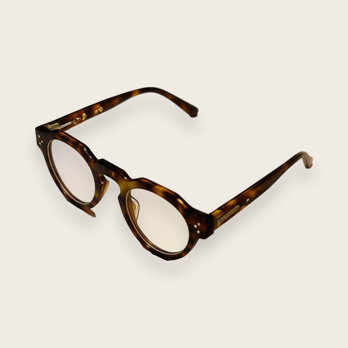 Woolet 007 Round / Panto havana blue-light glasses — three-quarter view