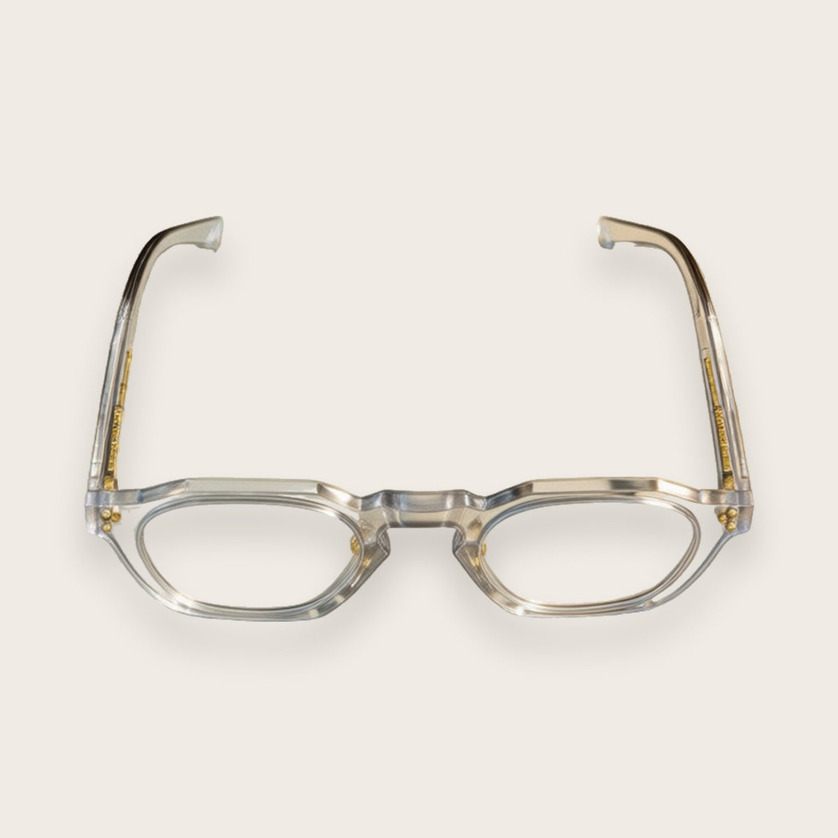 Woolet 007 Round / Panto silver clear — elevated view showing the 158 mm front
