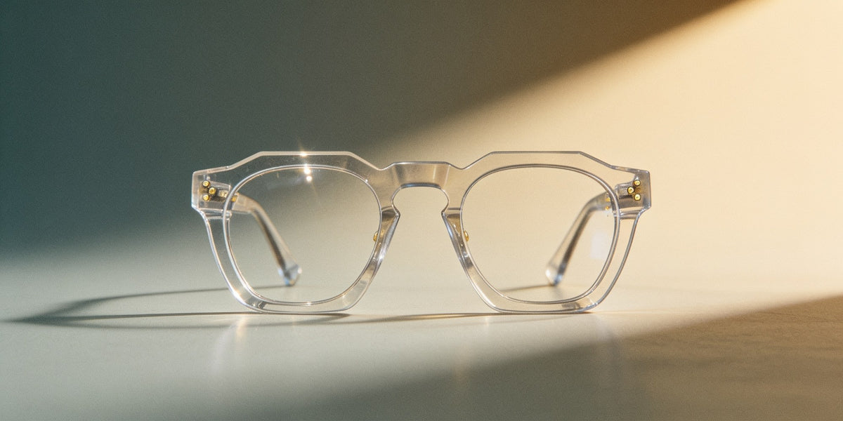 Woolet 007 Round / Panto in silver clear transparent acetate — hinge pins visible through the frame