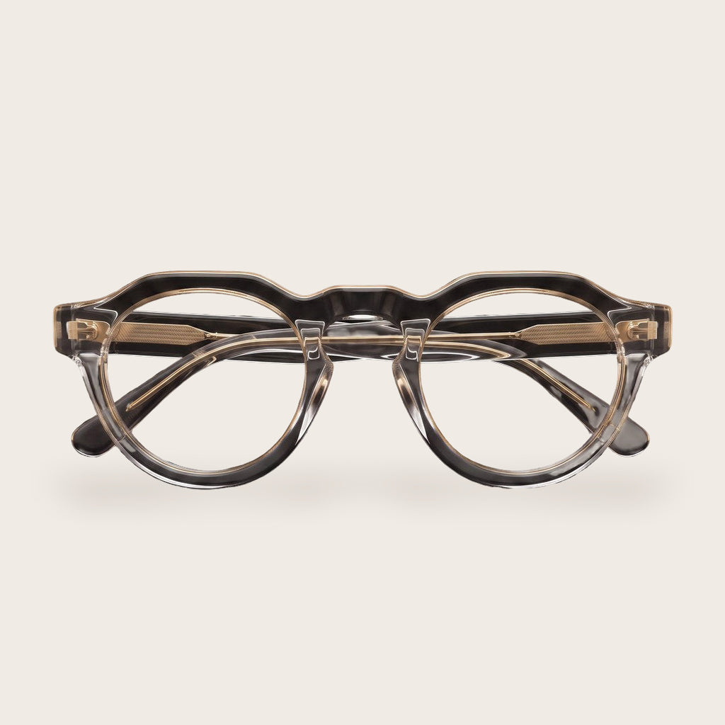 Woolet 007 Round / Panto eyeglasses in Silver Clear - front view, 158 mm wide-fit frame for wide faces