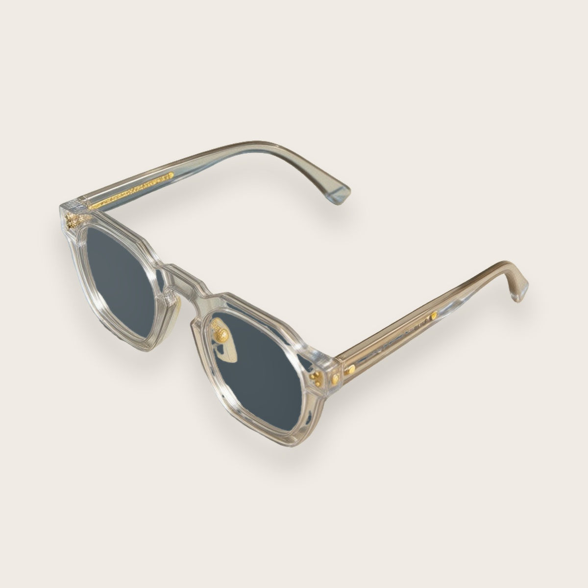 Woolet 007 Round / Panto sunglasses in silver clear with UV400 lenses — 158 mm wide-fit frame