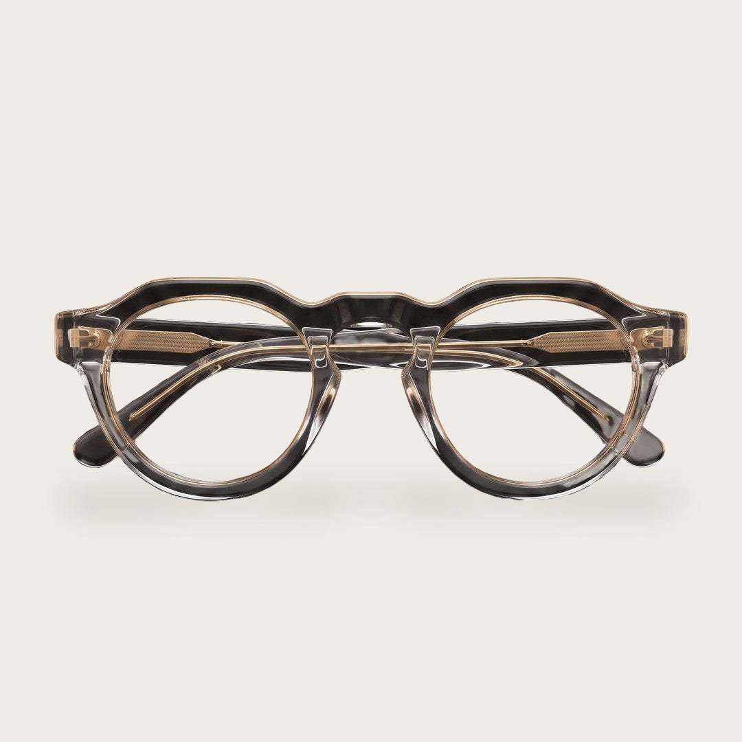 Woolet 007 Round / Panto sunglasses in Silver Clear — front view, 158 mm wide acetate frame