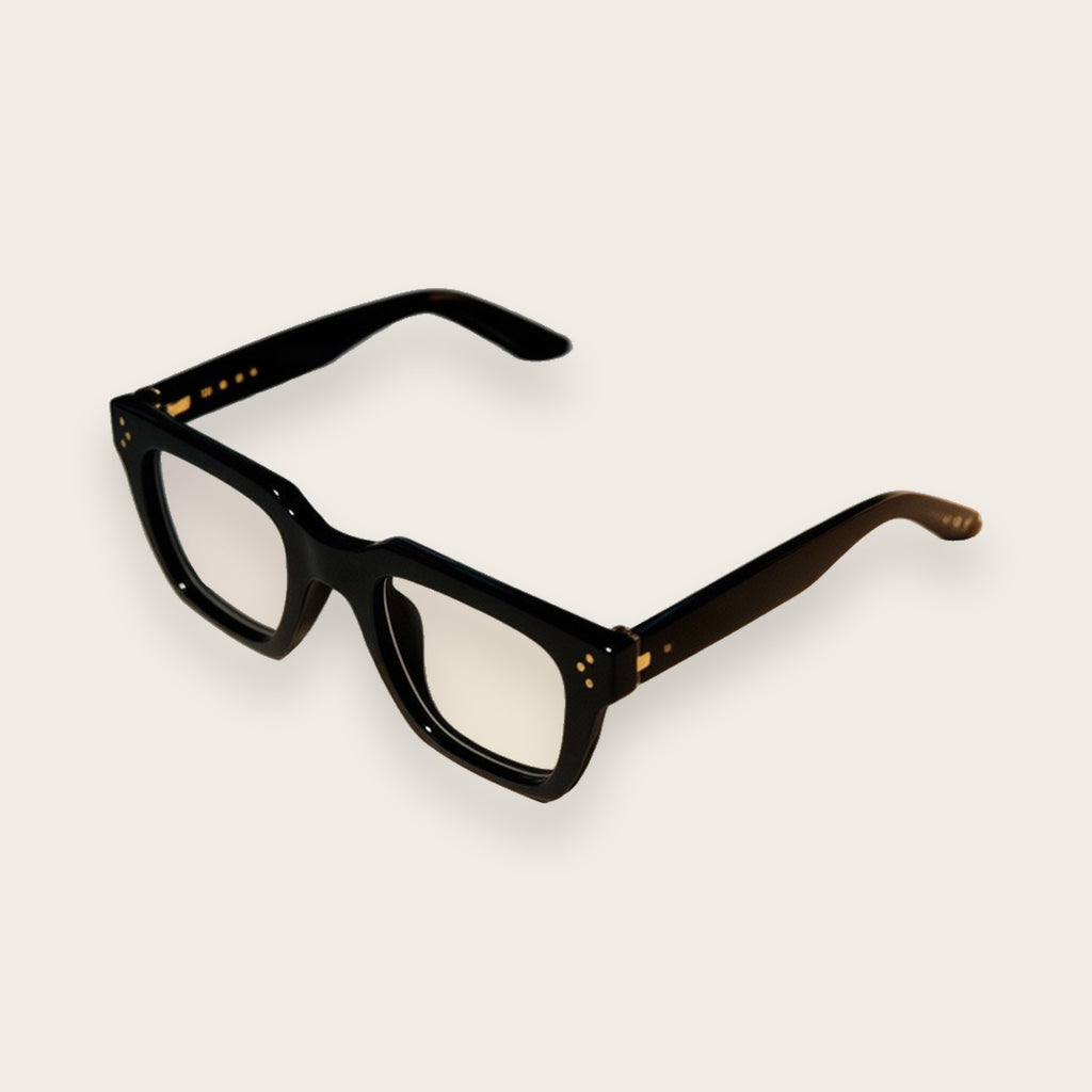 Woolet 009 Soft Square black blue-light glasses — three-quarter view