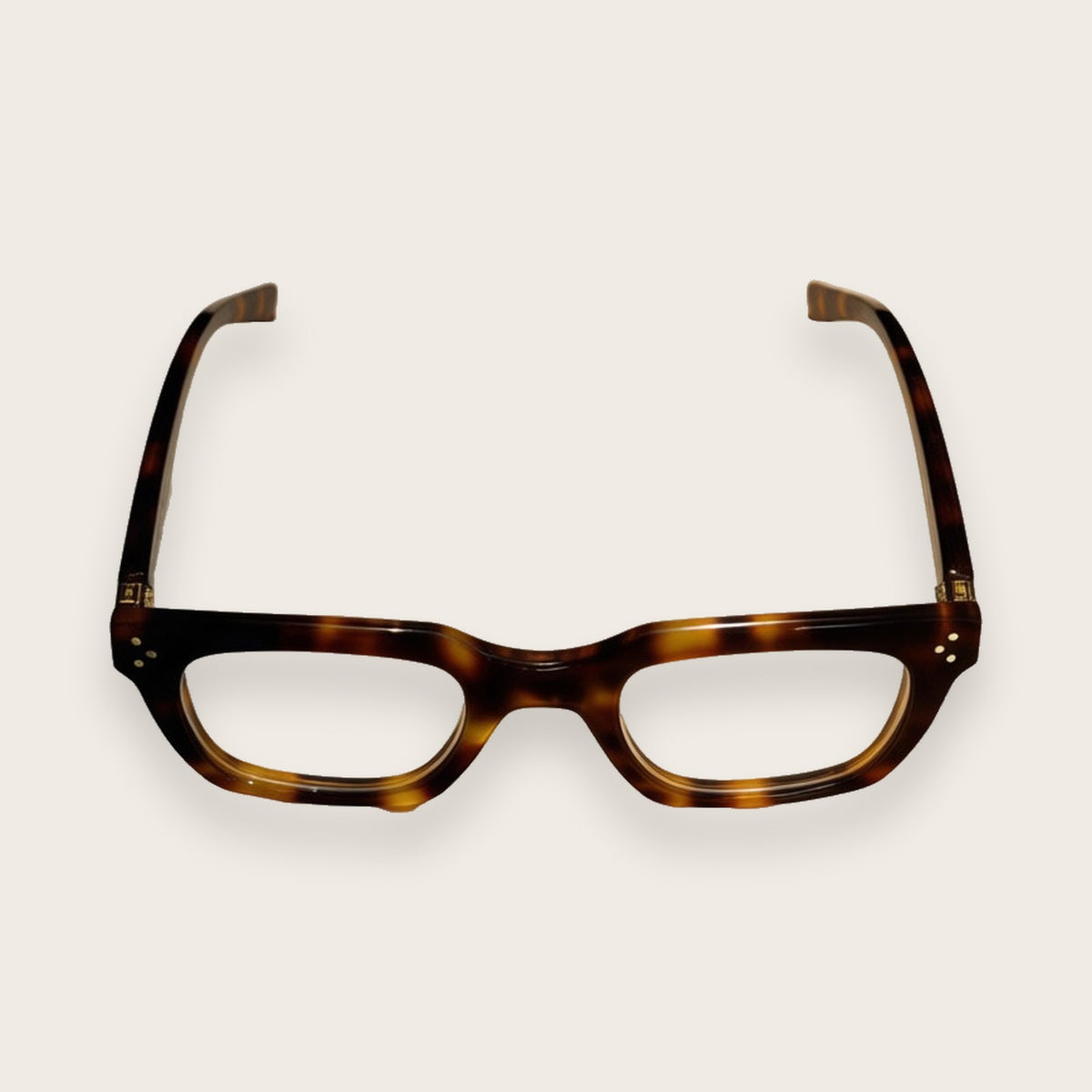 Woolet 009 Soft Square havana — elevated view showing the 158 mm front