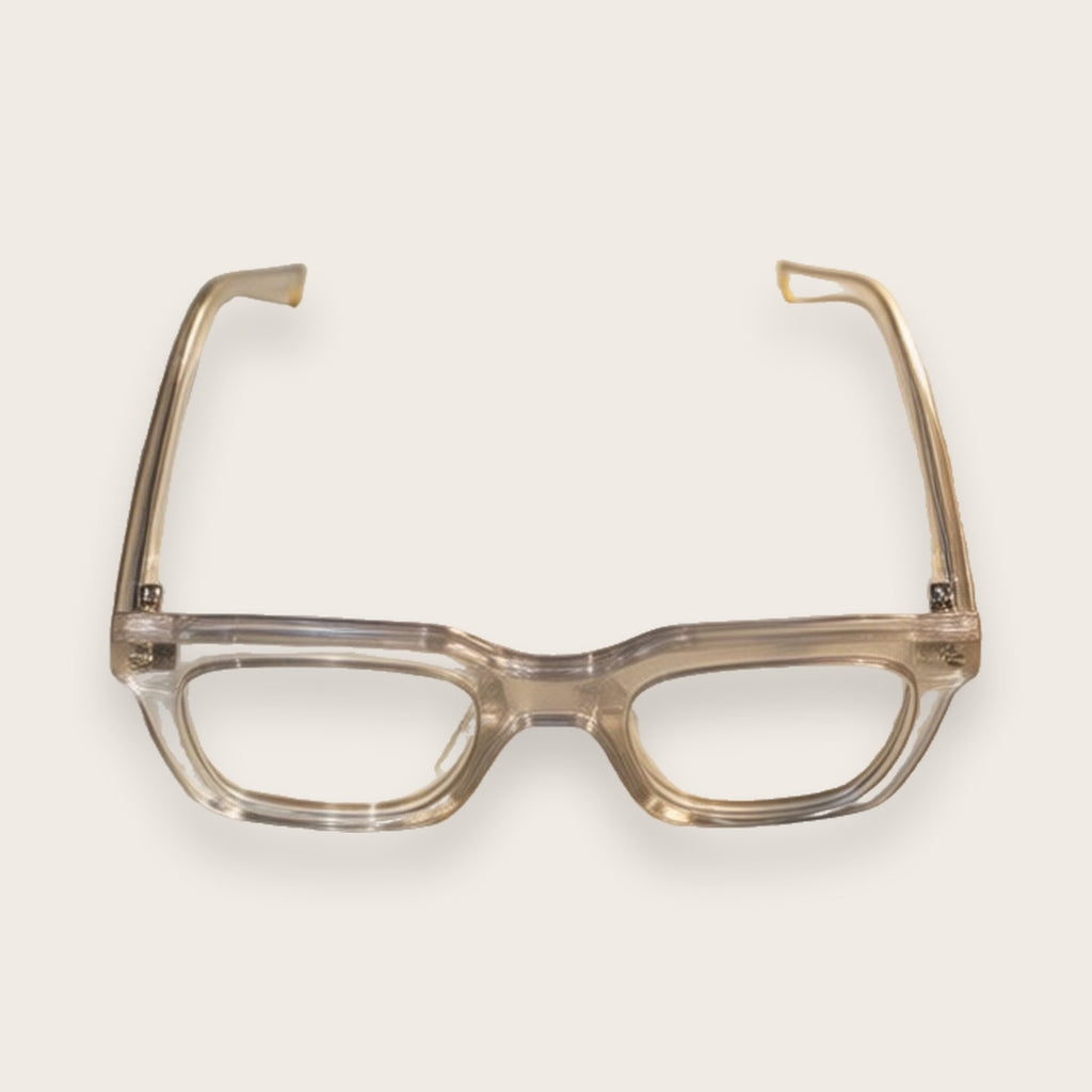Woolet 009 Soft Square silver clear — elevated view showing the 158 mm front