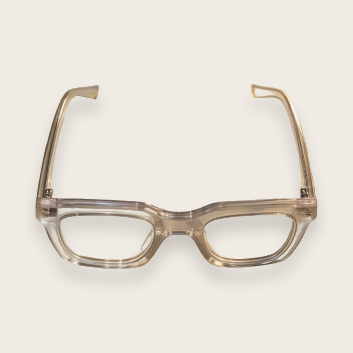 Woolet 009 Soft Square silver clear — elevated view showing the 158 mm front