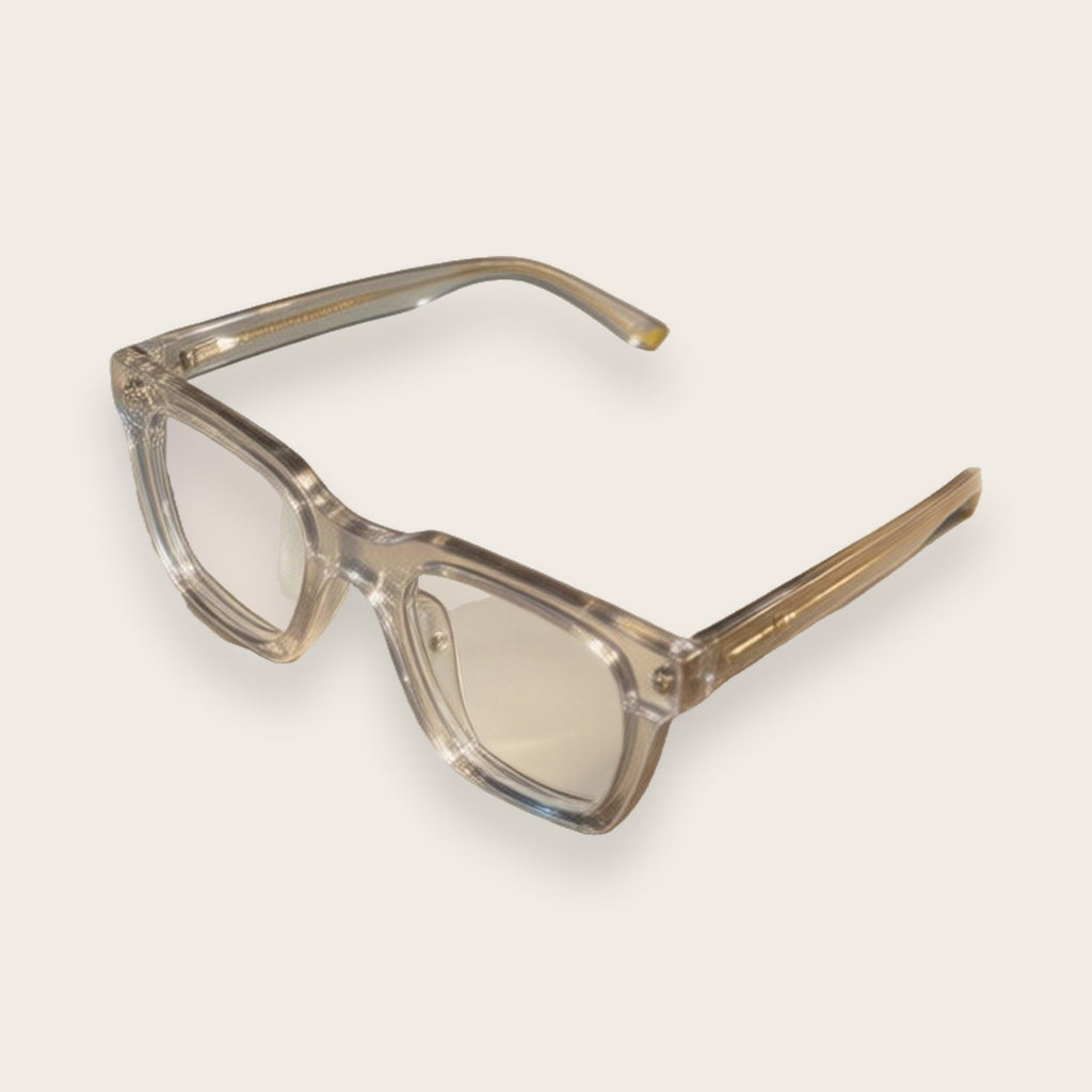 Woolet 009 Soft Square silver clear blue-light glasses — three-quarter view