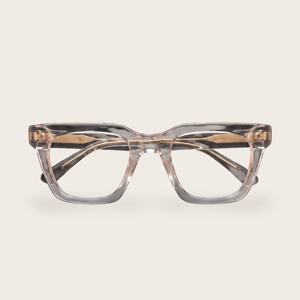 Woolet 009 Soft Square eyeglasses in Silver Clear - front view, 158 mm wide-fit frame for wide faces
