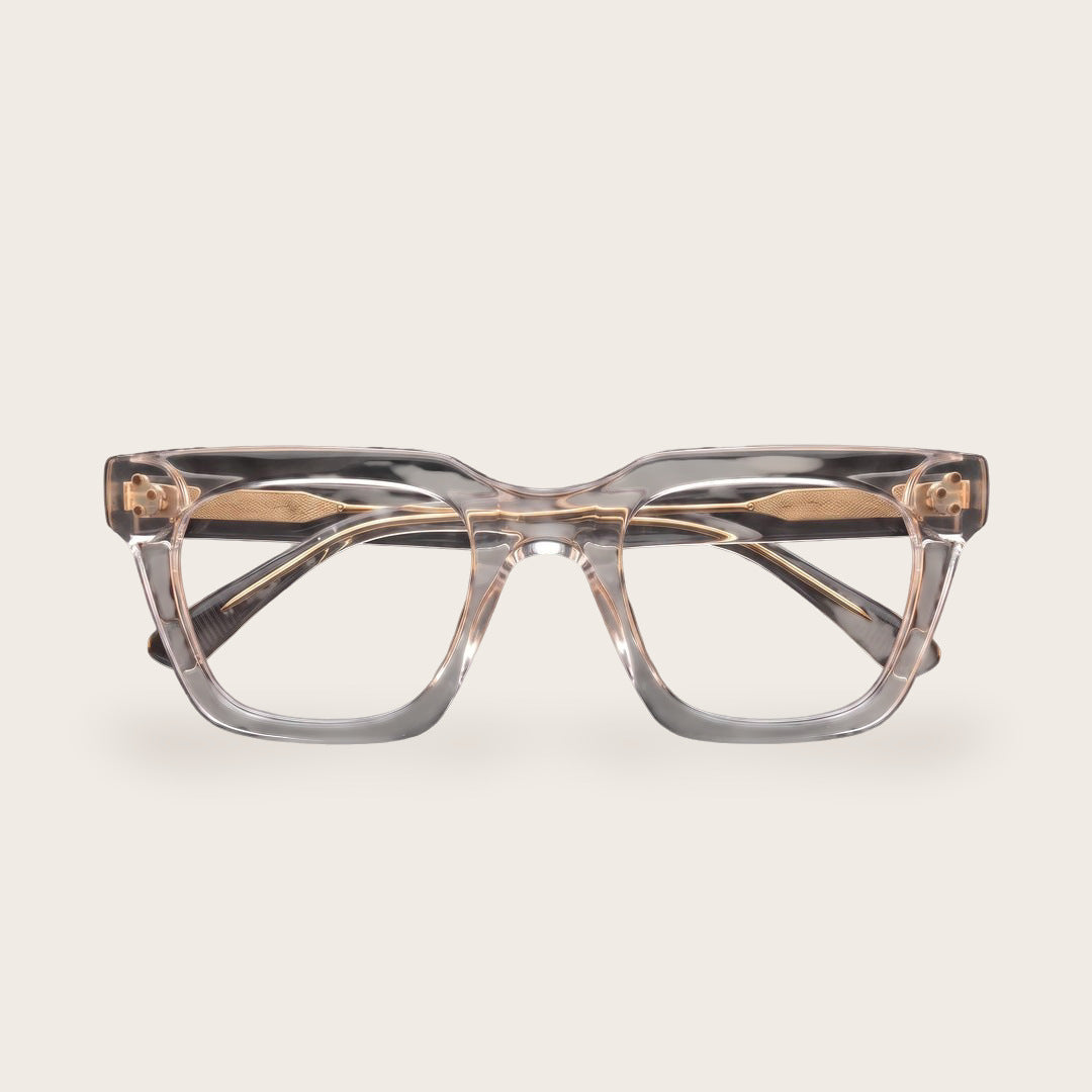 Woolet 009 Soft Square sunglasses in Silver Clear — front view, 158 mm wide acetate frame