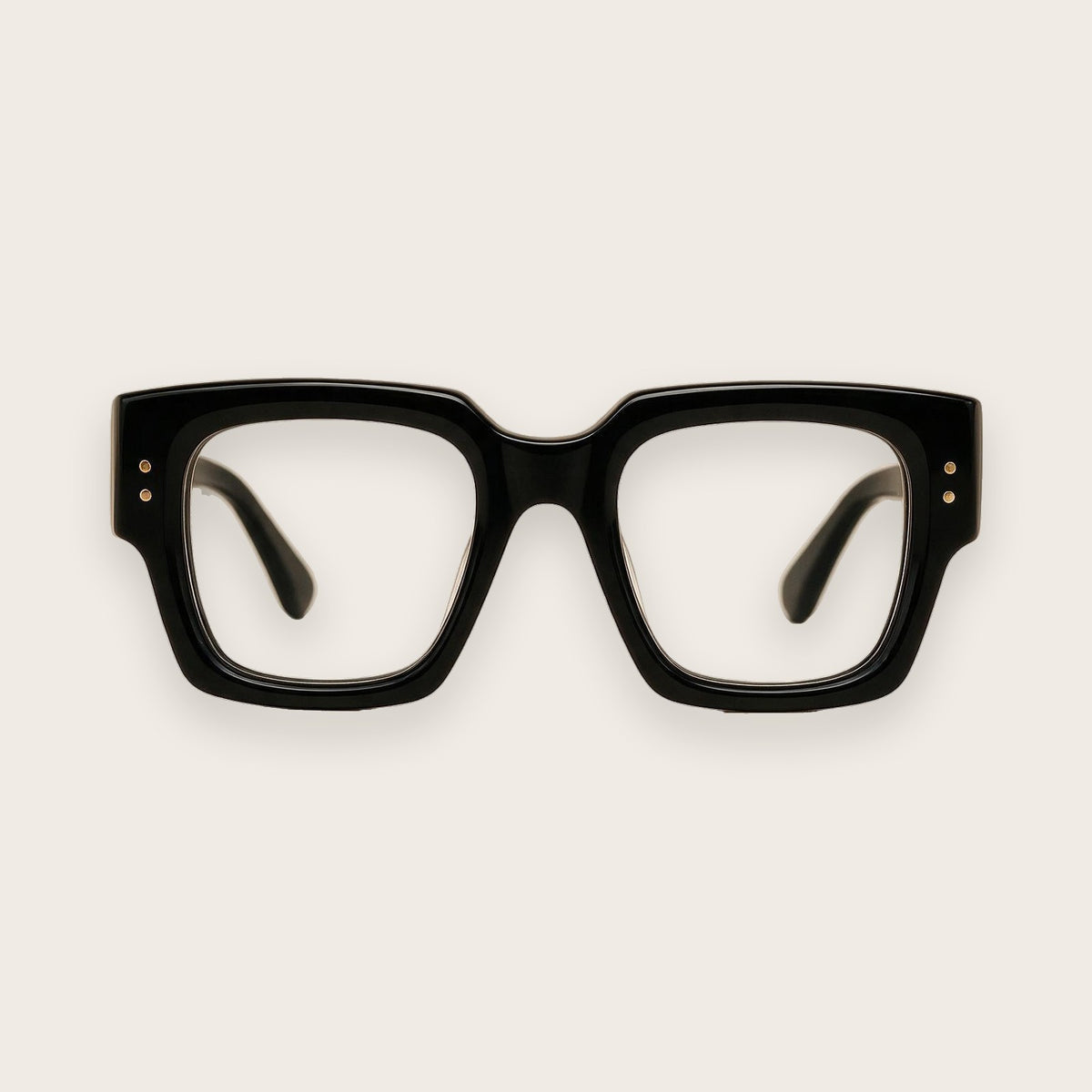 Woolet Bespoke shape — Rectangle in black acetate, heavy flat brow and tall squared lenses, cut to your measurements