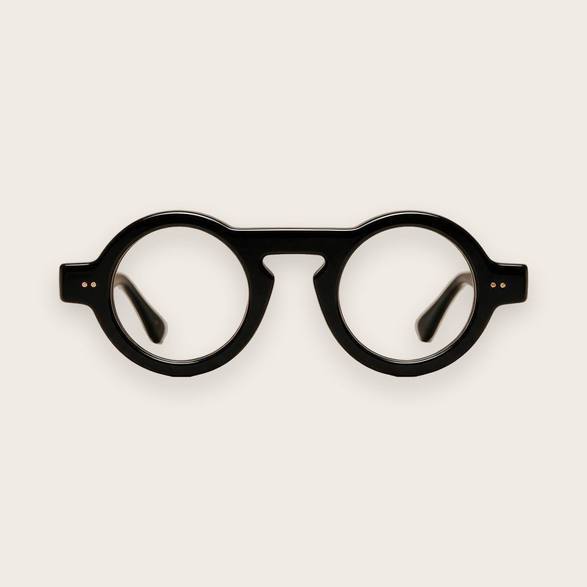Woolet Bespoke shape — Round in black acetate, fully circular lenses and keyhole bridge, cut to your measurements